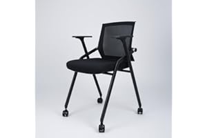 BLANEDUO, 2 Pack Stackable Conference Room Chairs with Paddle Folding Office Foldable Desk Chair Mesh Back and Arms for Conference Meeting Guest Reception Home Office Training Room Chair Black
