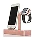 COTEetCI [2 in 1 Charging Dock] Cellphone Charger Docking Station Watch Dock Cradle for Watch 38mm/ 42mm, Phone 8/7-Rose Gold