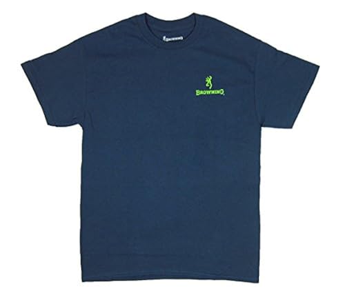 Browning Men's Short Sleeve Blue Dusk T-Shirt Lime Green Buckmark