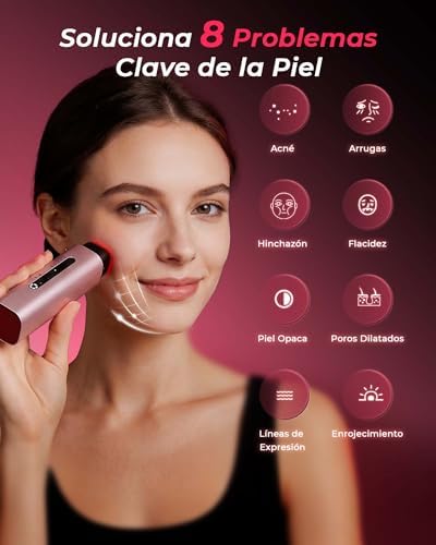 Dispositivo Profissional de Radiofrequência Facial, Massajador Facial Microcorrente 5 em 1, Dispositivo Elétrico Anti-acne, Anti-rugas, Firmamento e Lifting para Rosto e Pescoço (Rose Gold)