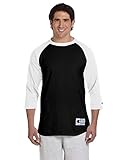 Champion T1397 6.1 Oz. Tagless Raglan Baseball T-shirt BLACK/WHITE X-Large