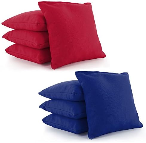 Tailor Spot All Weather Resistant Cornhole Bean Bags (Set of 8) Set Standard ACA/ACO Regulation Plastic Resin Filled 25+ Colors (Red-Royal Blue)