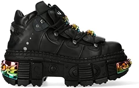 Amazon.com | New Rock Boots WALL106-S10 Unisex Metallic Black