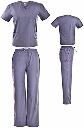 DSF Medical Uniform Unisex Scrub Set, Grey, M