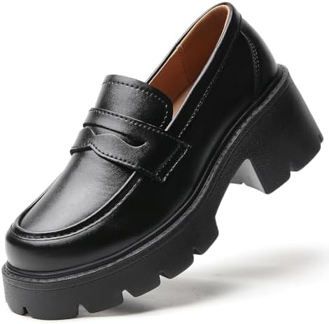 Amazon.com | MASIKA Black Platform Loafers for Women - Women's