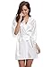 Aibrou Women/'s Kimono Robes Satin Pure Colour Short style with Oblique V-Neck, White, XX-Large