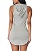 Cfanny Women's Sexy V Neck Cotton Hoodie Mini T-Shirt Casual Dress,Grey,M