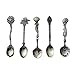 5 Pcs/Set Royal Style Bronze Carved Small Coffee Flatware Cutlery Dessert Spoon For Snacks