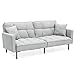 Best Choice Products Linen Upholstered Tufted Convertible Splitback Sleeper Futon w/Pillows, Light Gray