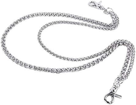 Simple Rope shape Double wallet chain Swivel Trigger snap Biker Punk Key chain (Double Silver)