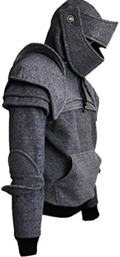 Pandapang Mens Solid Tops Mask Hoodie Knight Performance Clothes Sweatshirts