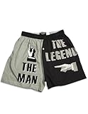 Fun Boxers - Mens The Man The Legend Boxer Shorts, Grey, Black 31349-Large
