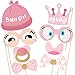 Unomor 33Pcs Pink and Gold Girls Baby Shower Photo Booth Props for Baby Shower Decorations