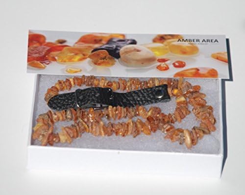 Organic Amber Flea &amp; Tick Collar. Handmade With Raw Unpolished Baltic Sea Amber. Large (21-24") Black Cowhide Leather Strap