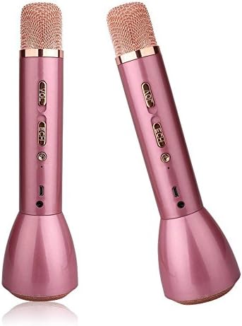 MGO Wireless Microphones Karaoke for Music Playing and Singing Anytime, 3-in-1 Bluetooth Karaoke machine KTV for Apple iPhone Android Smartphone Or Pc(gold/Rose gold) (Rose gold)