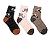 EBMORE Womens Girls Wool Novelty Socks Cabin Cute Animal Cartoon Funny Casual Soft Cotton Socks 3 Pack (Beige (3 Pairs))