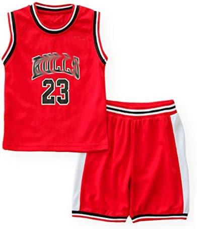 CRAZY GOTEND Little Boys Basketball Jersey 2-Piece Basketball Tank Top Shorts Set