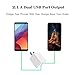 USB Wall Charger, 2-Pack 2.1A/5V Dual Port USB Plug Power Adapter Charging Cube Compatible iPhone X 8/7/6 Plus SE/5S/4S,iPad, iPod, Samsung, Android Phone -White
