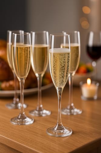 Jogo de 6 Taças de Champanhe para Brindes Casamentos e Festas Premium Elegante Durável Transparente Resistênte (Taças de Champanhe em Vidro)