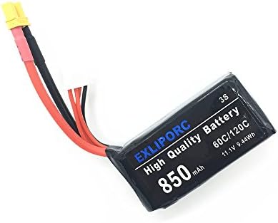 EXLIPORC 11.1V 850mAh 60C 3S LiPo Battery Pack with XT30 Plug for FPV Racing Drone
