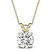 AllenCOCO 14K Gold Plated 2.0 Carat (D Color, VVS Clarity) Simulated Diamond CZ Solitaire Silver Pendant Necklace 16
