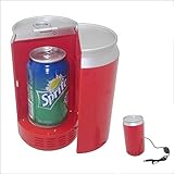 Happy GiftMart Mini Fridge Cooler USB Powered 2 in 1 Compact Portable Refrigerator for Beverage Round Red 350 Ml