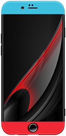 iPhone 6/6s case, GKK Double Dip [Hybrid Hard PC] Full Coverage Case for iPhone 6 6S (4.7 Inch) with Tempered Glass Protector (Blue-Black-Red)