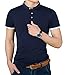 YTD Mens Summer Slim Fit Pure Color Short Sleeve Polo Casual T-Shirts (US Large, Navy)