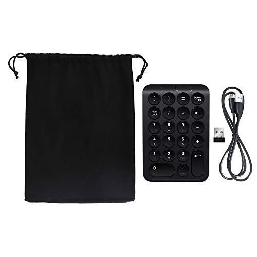 Wireless Numeric Keypad,Portable Slim Mini 2.4GHz 22-Key with Rechargeable Numerical keypad,USB Receiver for PC,Laptop,Desktop, Surface Pro, Notebook- Black - Thumbnail 5