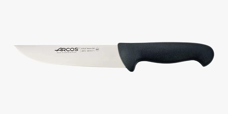 Faca de talhante da gama Nitrum Stainless Steel. Faca de carne. Cabo de polipropileno preto. Sistema de identificação de cores para uso prolongado e intenso. Série 2900. Cor preta.