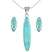 Sterling Silver Genuine Turquoise & Gemstones Matching Pendant & Earrings Set with 20