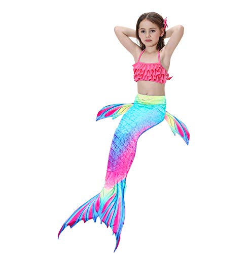 Fishtailfun Mermaid Tails for Swimming with Monofin for Girls, Princess Bikini Set, Mermaid Swimsuit Costume Cosplay