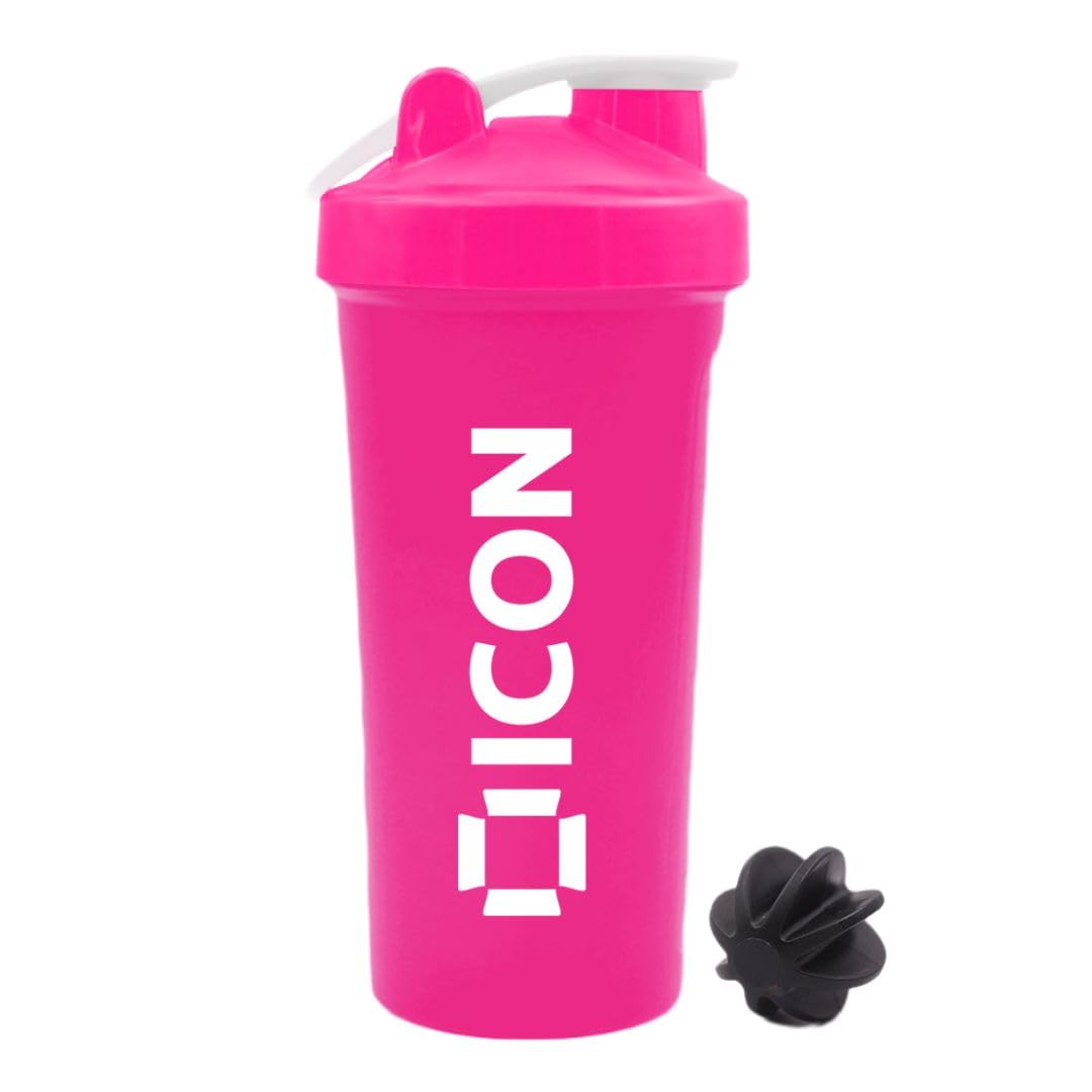 ICON Nutrition Classic Protein Shaker Bottle - 700ml, Made with BPA-Free Plastic, Leak-Proof Protein Shaker, Secure Lid and Mixing Ball, Ideal for Gym, Fitness, and Sports Protein Drink (Pink)