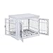 unipaws Pet Crate End Table with Pet Bed, Wooden Wire Dog Kennels with Double Doors, Modern Design Dog House Indoor Use, Whitethumb 3