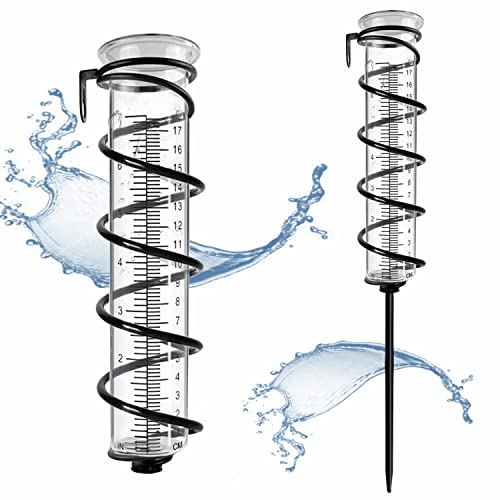 7" Capacity Rain Gauge,Glass Rain Gauge Outdoor Big Capacity Metal Frame Calibration Clear Easy