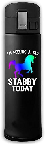 Stainless Steel Mug I'm Feeling A Tad Stabby Today Unicorn Bouncing Cover Insulation Vacuum Cup Bottle Thermos Travel Mug Black
