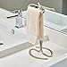 iDesign Axis Metal Hand Towel Holder for Master Bathroom, Vanities, Countertops, Kitchen, Holds 2 Finger Tip Towels, Satin