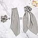 Silk Satin Hair Scrunchies, Hair Scarf with Bow Silk Elastic Hair Bands, Stripe Printed Hair Bobbles for Ponytail Holder (6 Pcs Solid Colors)