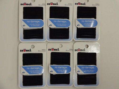 Scunci No Damage Hair Elastics 72 Ponytail Holders Black Bands 6