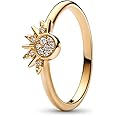 PANDORA Celestial Sparkling Sun Ring Shine 14k Gold-Plated Ring for Women with Cubic Zirconia - Layering or Stackable Ring - Gift for Her - With Gift Box