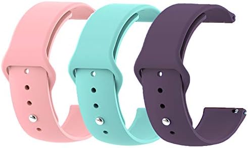 MLQSS Quick Release Soft Silicone Watch Bands for Samsung Gear S3,18mm 20mm 22mm Universal Adjustable Sport Strap for Amazfit/Pebble/Fossil Q/Huawei Women Men SmartWatch (3 Pack-1, 18mm Width)