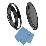 SIOTI 39mm Lens Hood Hollow Vented Metal with Cleaning Cloth and Lens Cap for Leica/Fuji/Nikon/Canon/Samsung Standard Thread Lens