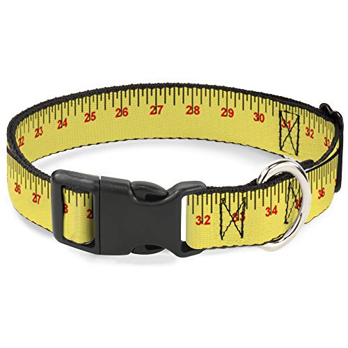 Buckle-Down 15-26" Measuring Tape Yellow/Black/Red Plastic Clip Collar, Large