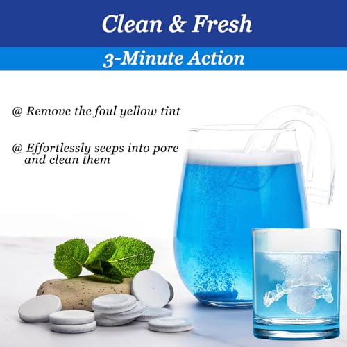 Yoerxing Denture Cleaning Tablets, Retainer Cleaner, Complete Clean for Dental Appliances, Clean, Effective Dental Cleaning for Teeth and Retainers