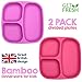 GET FRESH Bamboo Kids Divided Plates Set 2-Pack 3-Compartment Plates for Kids Meals Reusable Dinnerware