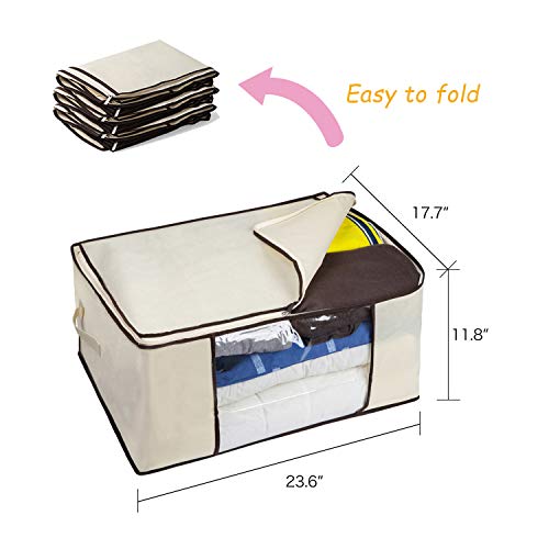 KEEGH Clothes Storage Bags Organizer Set of 3 Foldable Large Oxford Breathable Comforter Blanket Storage Containers with Zippers Perfect for Closet Seasonal Clothing Sheet Pillows
