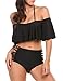 Avidlove Womens Two Piece Off Shoulder Swimsuits High Waisted Bikini Set Black, Black, Medium