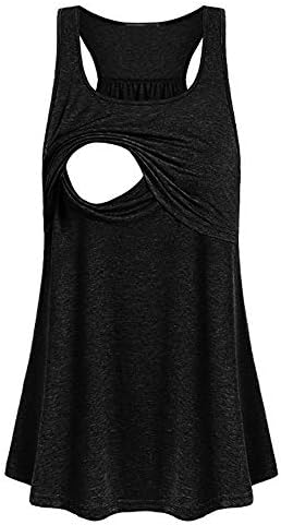 Feitengtd Women Maternity Loose Comfy Pull-up Nursing Tank Tops Vest Breastfeeding Shirt