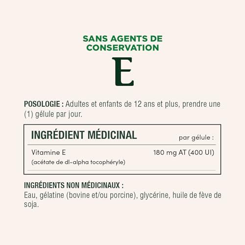 NATURE'S BOUNTY Vitamin E, 400 IU, Antioxidant, Preservative Free, 200 Softgels, 134 g