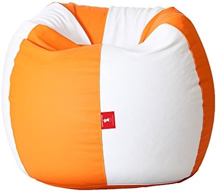ComfyBean - Bean Bag - Teardrop Shape - Size XL - with Fillers - Filled with Beans (Orange & White)